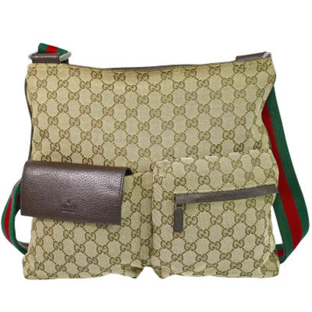 Gucci Shelly GG Canvas Shoulder Bag Beige Tan